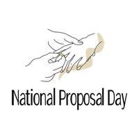 National Proposal Day, outline of hands in the process of putting on the ring, idea for a banner or postcard