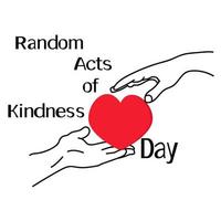 día de actos de bondad al azar, mano pasando un corazón simbólico a la otra mano vector