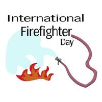 International Firefighter Day, fire extinguishing process in flat style for banner or postcard vector