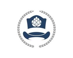 Circular wheat with hat and beer hops inside vector