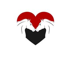 Abstract love shape with twin horse inside vector