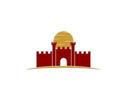 Fortress with sunset behind vector