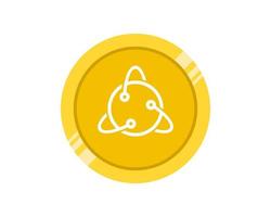 Gold coins with atom symbol inside vector