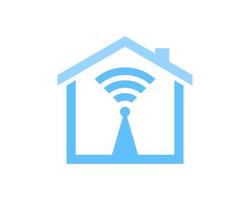 Simple house with Wifi tower inside vector