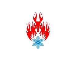 ilustración de logotipo de llama de fuego y copo de nieve vector
