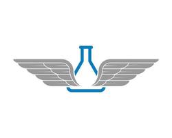 Triangle bottle laboratory with spread wings vector