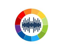 Circular rainbow shape with music bar inside vector