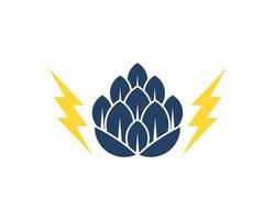 Two lightning bolt with beer hops inside vector