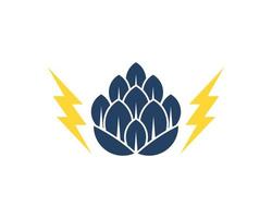 Two lightning bolt with beer hops inside vector