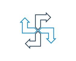 Arrow direction rotation with blue color logo vector