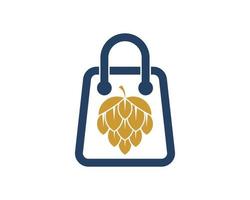 Shopping paper bag with beer hops inside vector