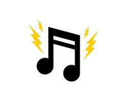 Music note with lightning symbol inside vector