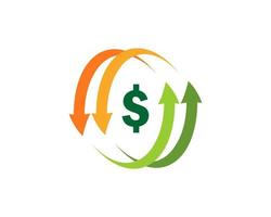 Dollar symbol in arrow up and down vector logo