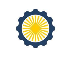 mechanical gear with shinning sun inside vector