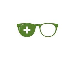 Eyeglass with medical plus symbol inside vector