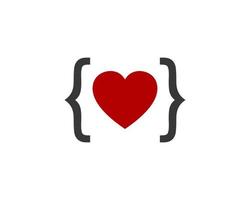 Code symbol with love in the middle vector