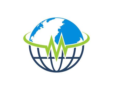 Abstract globe and earth with M letter initial inside vector