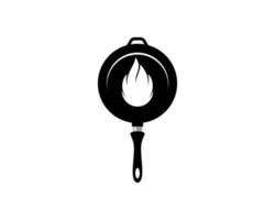 frying pan with abstract fire inside vector