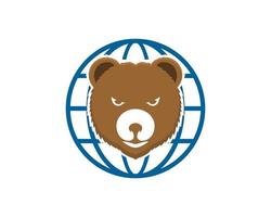 Abstract globe with bear head inside vector
