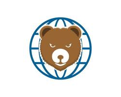 Abstract globe with bear head inside vector