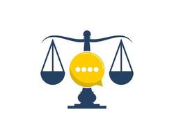 Scale balance with bubble chat in the middle vector