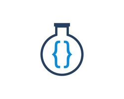 Laboratory test tube with code symbol inside vector