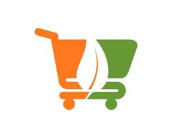 Shopping cart with leaf inside vector