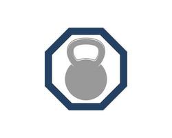 Hexagonal shape with gym kettle bell inside vector