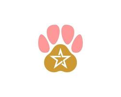 Pet paws with star silhouette inside vector