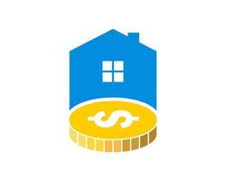 Simple house with money coins inside vector