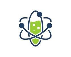 Atom symbol with green liquid inside vector