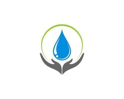 Water droplet on the wishing hand logo vector
