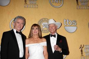 LOS ANGELES, JAN 29 - Patrick Duffy, Linda Grey, Larry Hagman in the Press Room at the 18th Annual Screen Actors Guild Awards at Shrine Auditorium on January 29, 2012 in Los Angeles, CA photo