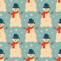 Vintage retro Christmas pattern with with Snowman .Background with Christmas Snowman vector