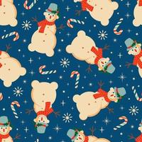 Vintage retro Christmas pattern with with Snowman .Background with Christmas Snowman vector