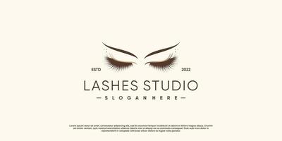 Lash logo design for beauty with creative element Premium Vector