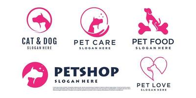 Pet logo design with creative unique element logo collection Premium Vector