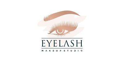 Eyelashes icon logo design with creative beauty element style Premium Vector