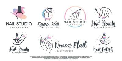 Nail vector icon logo design with modern and unique style Premium Vector