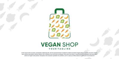 logotipo de tienda vegana con vector premium de concepto de elemento creativo
