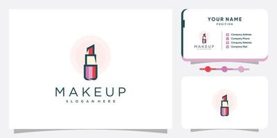 diseño de logotipo de belleza de maquillaje con vector premium de concepto de labios