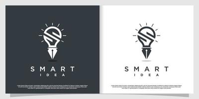 Lamp logo with letter S concept Premium Vector