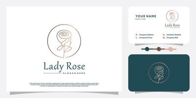 Woman logo design for beauty with rose concept Premium Vector