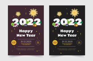 feliz año nuevo 2022 publicación en redes sociales. conjunto de volantes, carteles, pancartas, plantillas de diseño de folletos para feliz año nuevo 2022. ilustración vectorial. vacaciones de invierno perfectas para invitación, tarjeta. vector