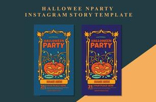 Vector set of Halloween party invitations or greeting cards with handwritten calligraphy and traditional symbols.