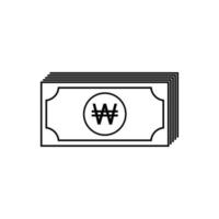 Korea Currency Icon Symbol, Won, KRW. Vector Illustration