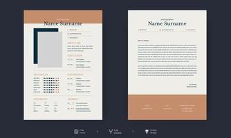 plantilla de carta de presentación y currículum moderno y limpio. plantilla vectorial para aplicaciones de trabajo empresarial, plantillas cv. membrete de currículum profesional, conjunto de vectores de perfil de descripción personal