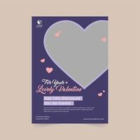 Happy Valentine's Day posters. Vector elegant template of a poster for a party of Valentine's day with paper hearts. Brochures design for promo flyers or covers in A4 format size.