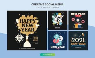 Happy new year 2022 Social Media Post. Set of Flyer, poster, banner, brochure design templates for Happy new year 2022. Vector illustration. Winter holiday Perfect for invitation, card.