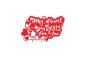 My Heart Beats For You t shirt , sticker and logo design template vector